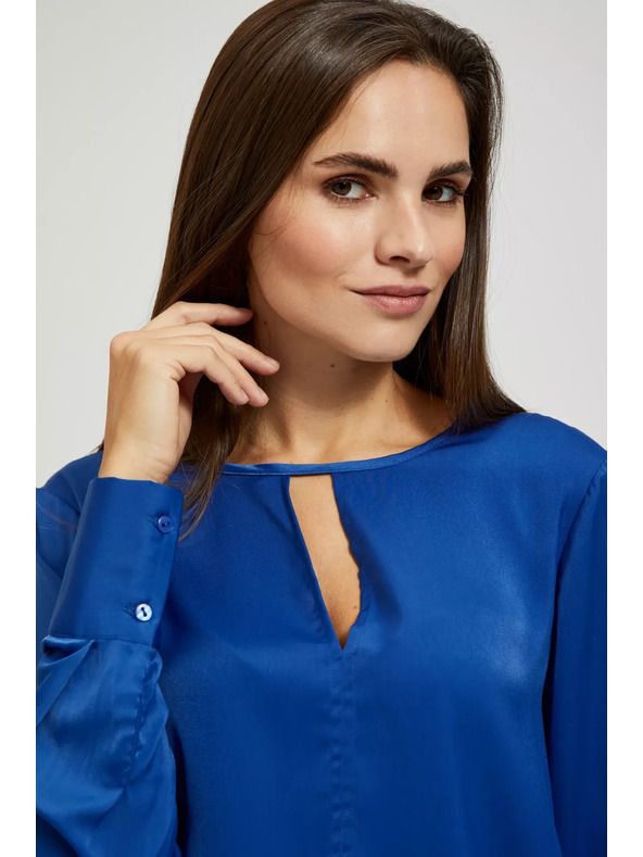 Moodo Blaue glänzende Bluse von Moodo