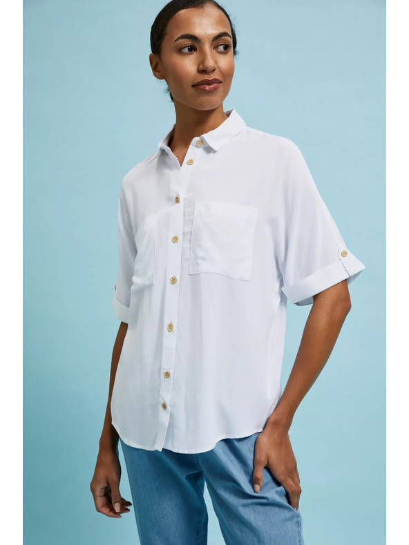 Moodo Weißes Kurzarmhemd