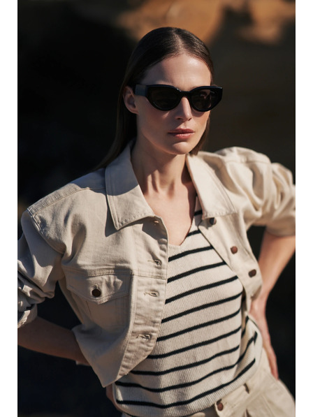 Moodo Cremefarbene Jeansjacke