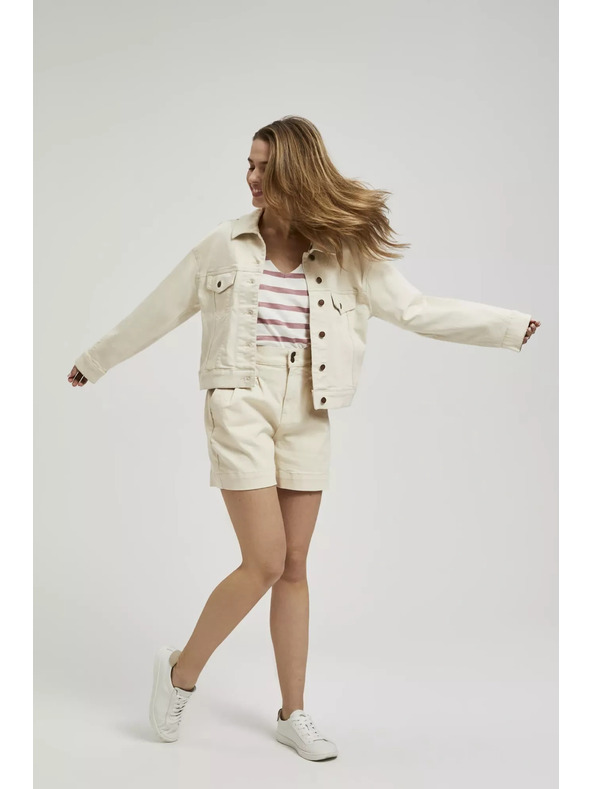 Moodo Cremefarbene Jeansjacke