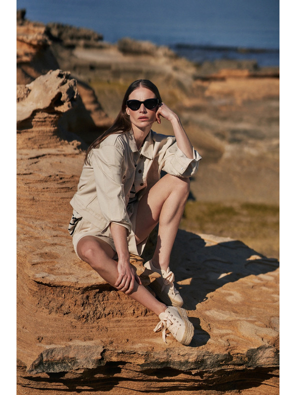 Moodo Cremefarbene Jeansjacke