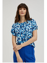 Moodo Blau gemusterte Bluse