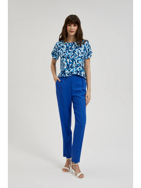 Moodo Blau gemusterte Bluse