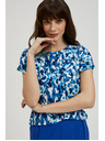 Moodo Blau gemusterte Bluse