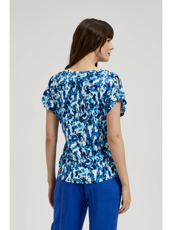 Moodo Blau gemusterte Bluse