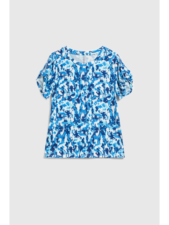 Moodo Blau gemusterte Bluse