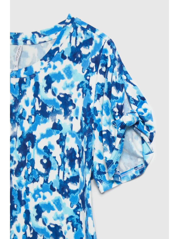 Moodo Blau gemusterte Bluse