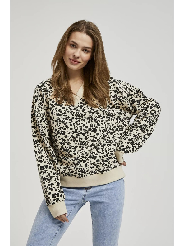 Moodo Gemustertes Sweatshirt mit V-Ausschnitt