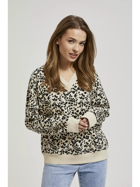 Moodo Gemustertes Sweatshirt mit V-Ausschnitt