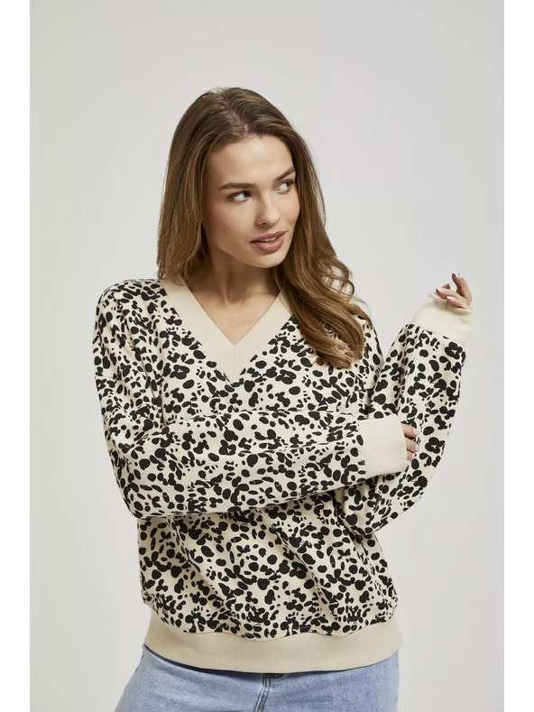 Moodo Gemustertes Sweatshirt mit V-Ausschnitt