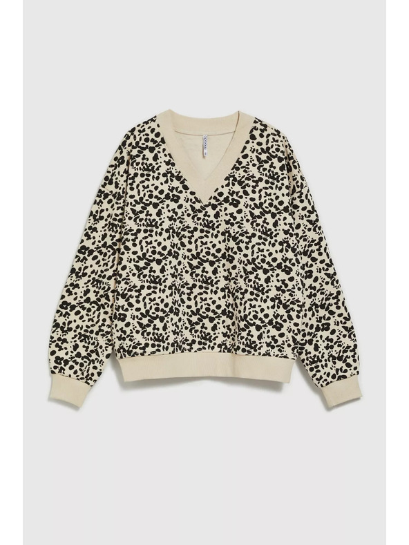 Moodo Gemustertes Sweatshirt mit V-Ausschnitt