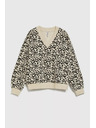 Moodo Gemustertes Sweatshirt mit V-Ausschnitt