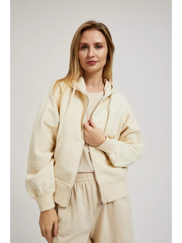 Moodo Cremefarbene Sweatjacke mit Reißverschluss