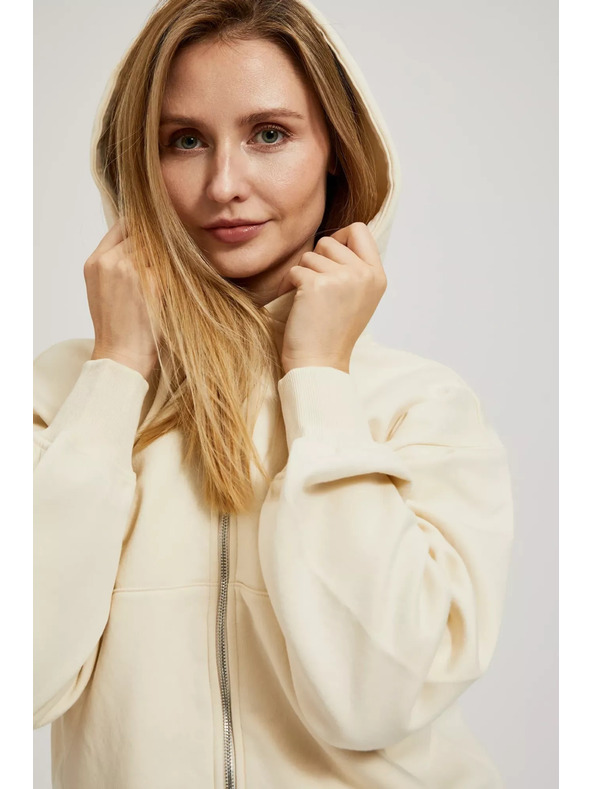 Moodo Cremefarbene Sweatjacke mit Reißverschluss