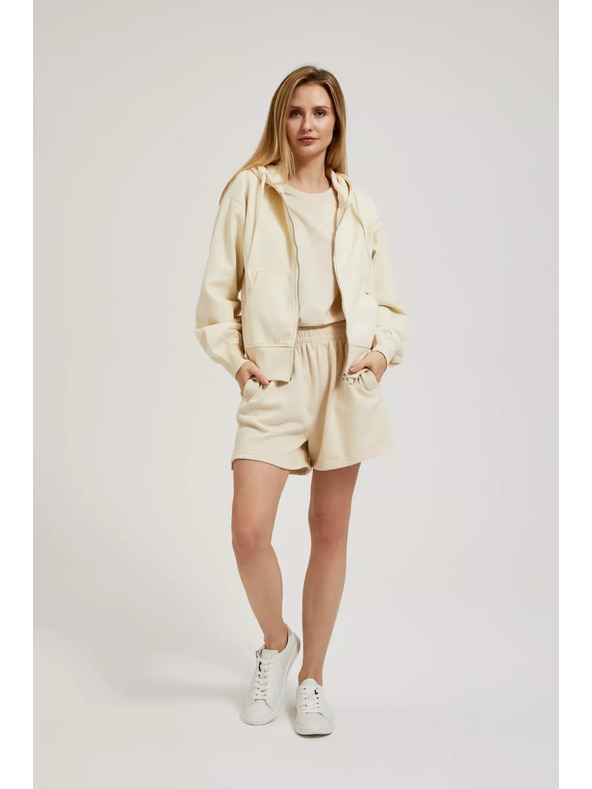 Moodo Cremefarbene Sweatjacke mit Reißverschluss
