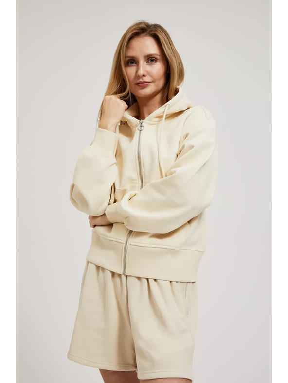 Moodo Cremefarbene Sweatjacke mit Reißverschluss