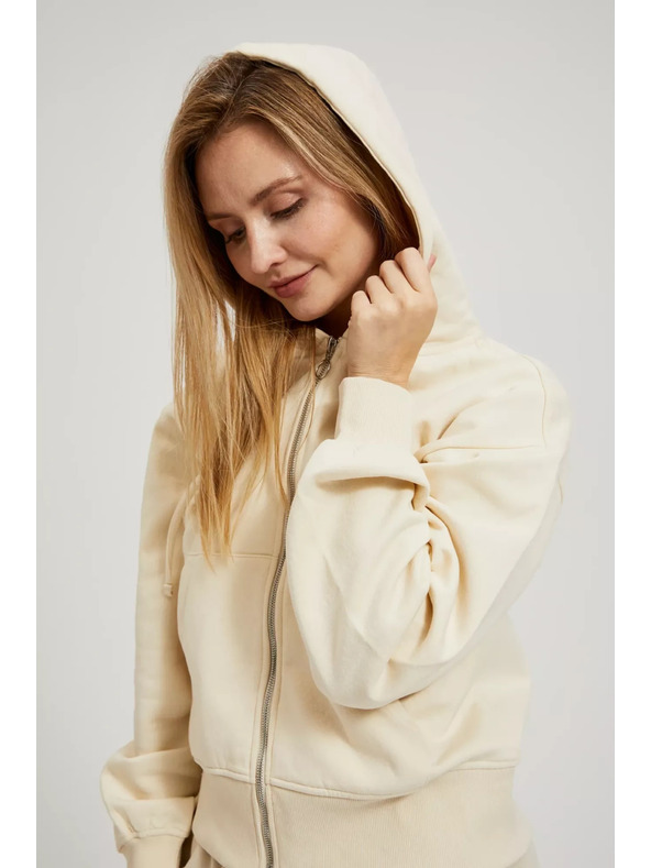 Moodo Cremefarbene Sweatjacke mit Reißverschluss