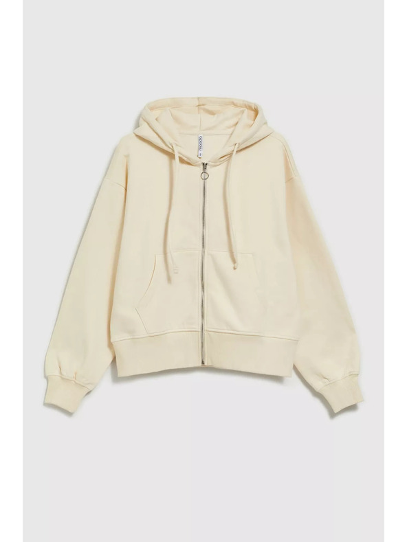 Moodo Cremefarbene Sweatjacke mit Reißverschluss