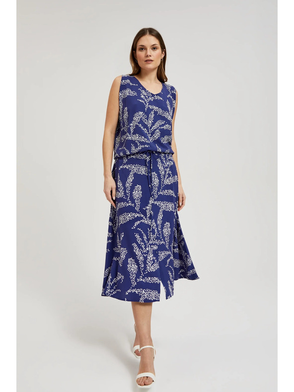 Moodo Blau gemusterter weiter Rock