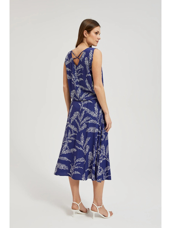 Moodo Blau gemusterter weiter Rock