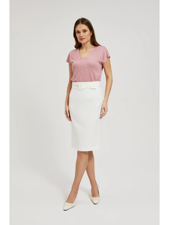 Moodo Weißer Etuirock mit Gürtel