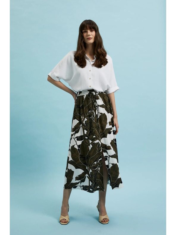 Moodo Khaki gemusterter weiter Rock