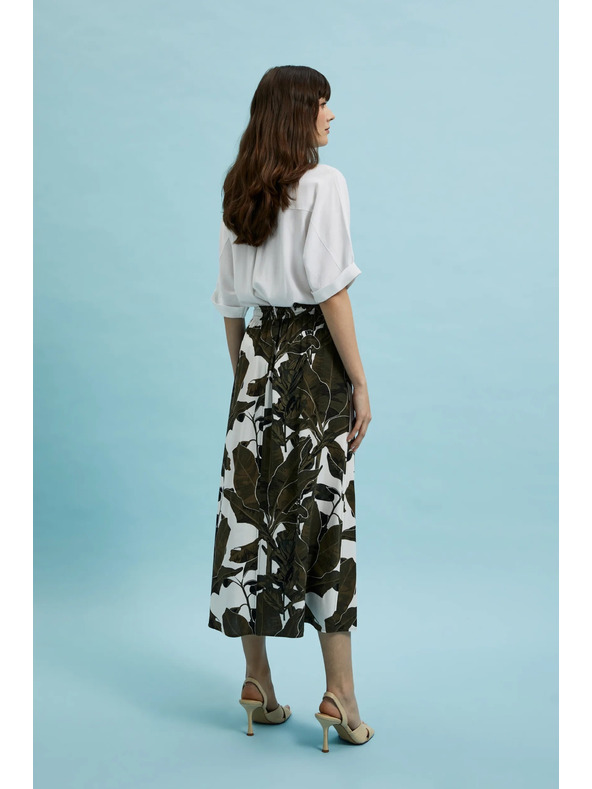 Moodo Khaki gemusterter weiter Rock