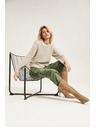 Moodo Cremefarbener Pullover mit Lochstickerei