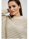 Moodo Cremefarbener Pullover mit Lochstickerei