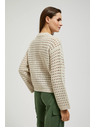 Moodo Cremefarbener Pullover mit Lochstickerei