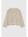 Moodo Cremefarbener Pullover mit Lochstickerei
