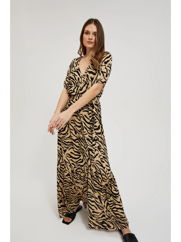 Moodo Beige gemusterte Kleider