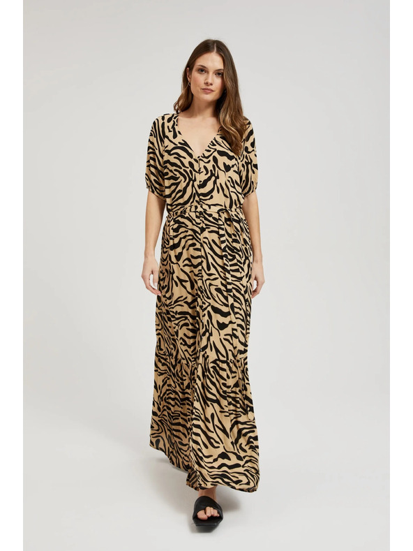 Moodo Beige gemusterte Kleider