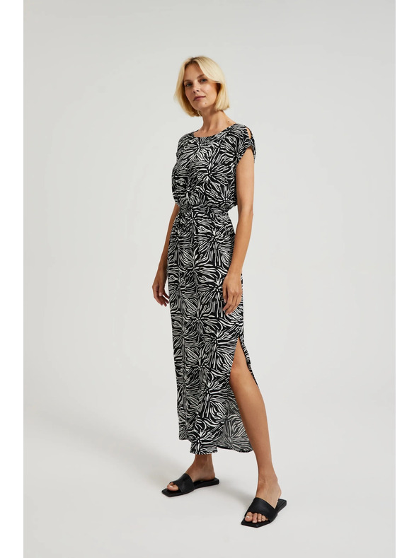 Moodo Gemusterte lange Kleider mit Schlitz