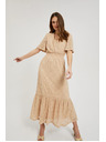 Moodo Cremefarben Spitzen-Maxikleid