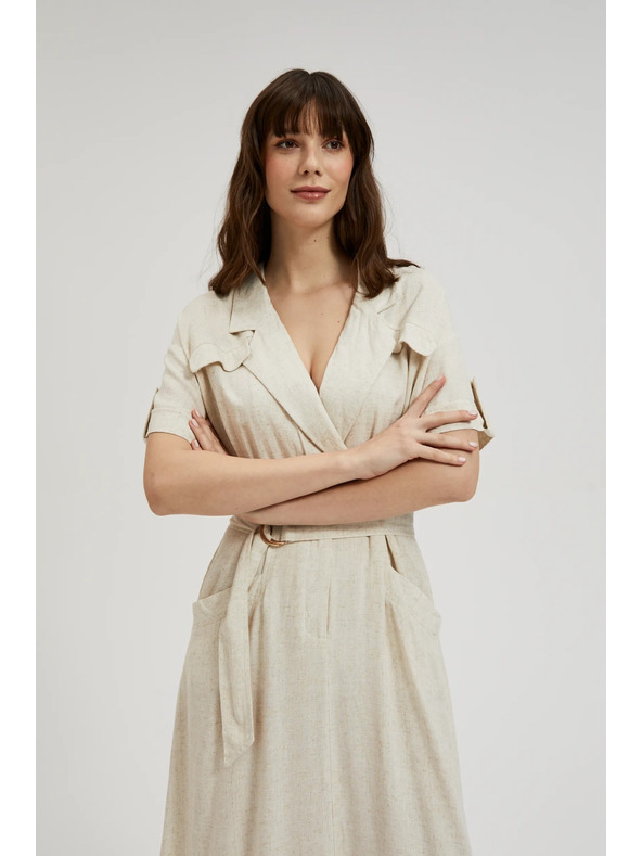 Moodo Beiges Kleid mit Gürtel