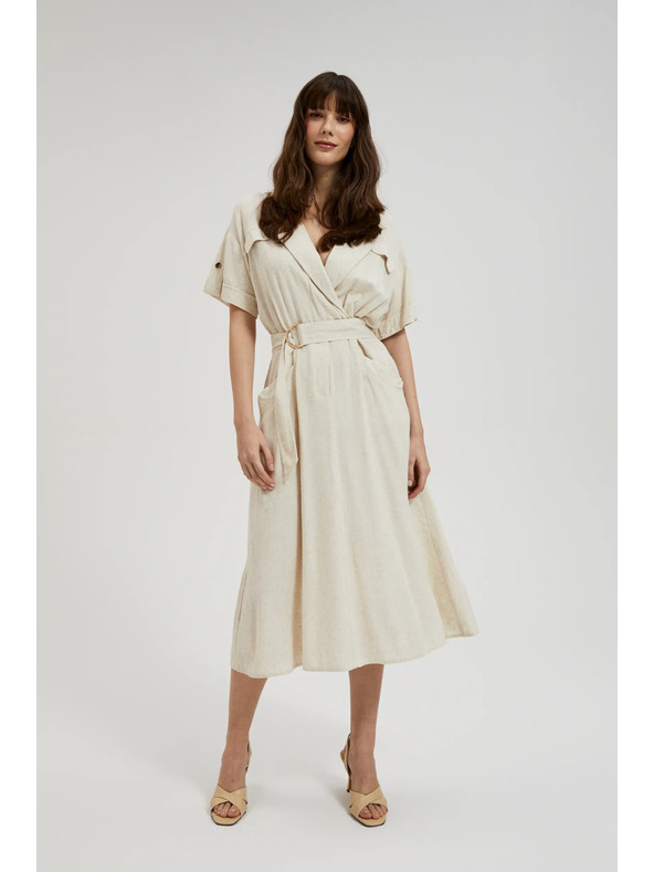 Moodo Beiges Kleid mit Gürtel