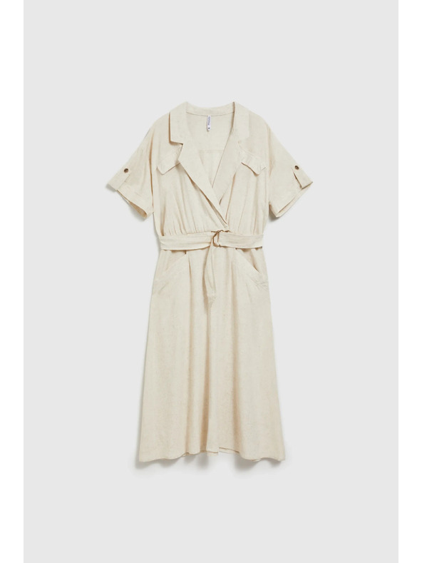 Moodo Beiges Kleid mit Gürtel