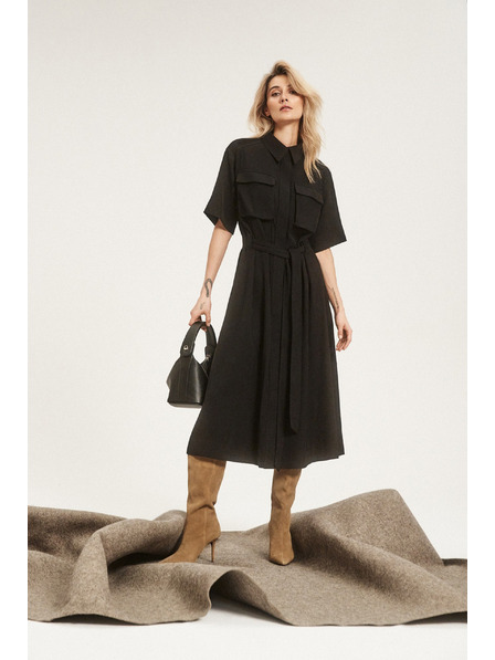 Moodo Schwarzes Hemdblusenkleid