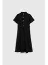 Moodo Schwarzes Hemdblusenkleid mit weiten Ärmeln