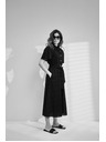 Moodo Schwarzes Hemdblusenkleid mit weiten Ärmeln