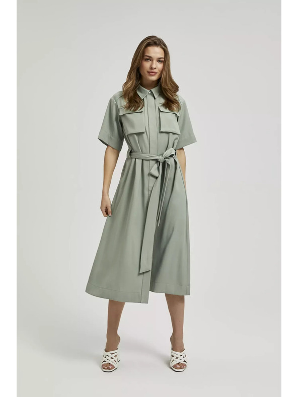 Moodo Olivgrünes Hemdblusenkleid