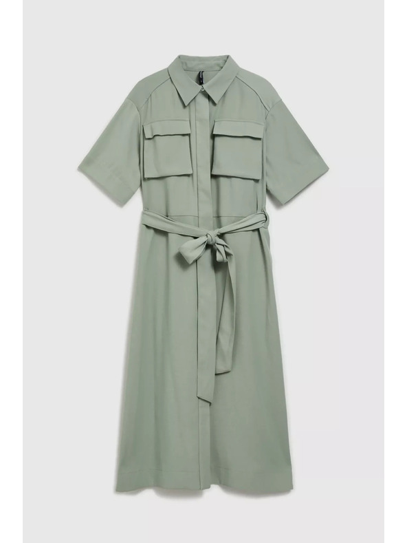 Moodo Olivgrünes Hemdblusenkleid