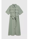 Moodo Olivgrünes Hemdblusenkleid