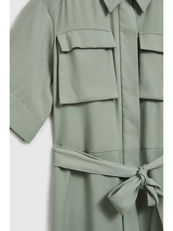 Moodo Olivgrünes Hemdblusenkleid