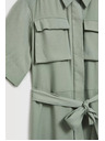 Moodo Olivgrünes Hemdblusenkleid