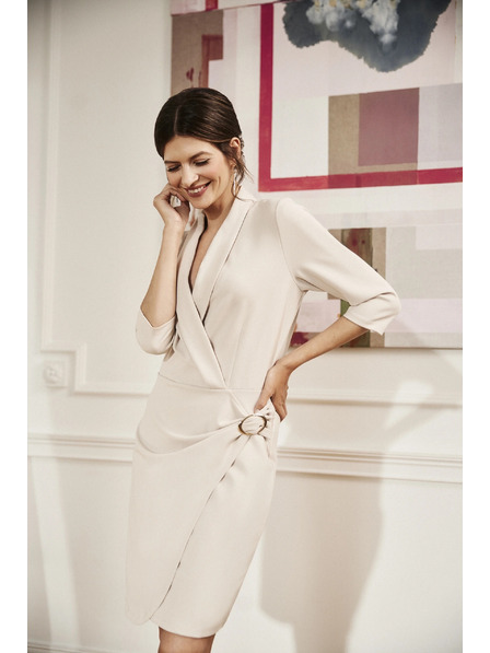 Moodo Cremefarben Wickelkleid