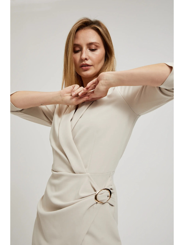 Moodo Cremefarben Wickelkleid