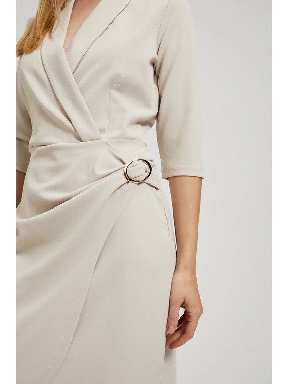 Moodo Cremefarben Wickelkleid