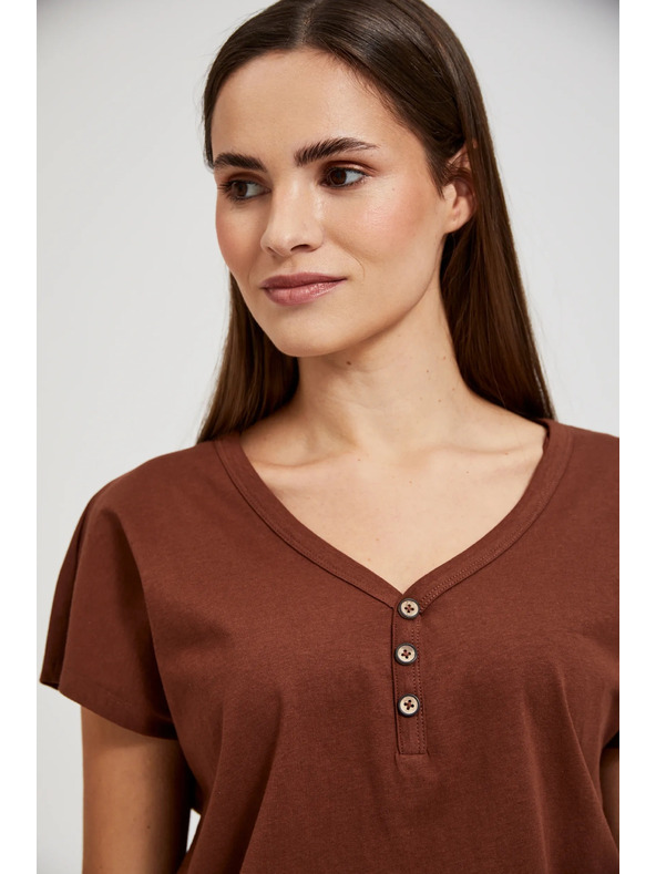 Moodo Brauner Top mit Knöpfen
